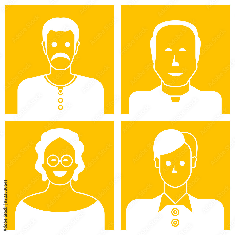 people avatars in yellow background people avatars in yellow background