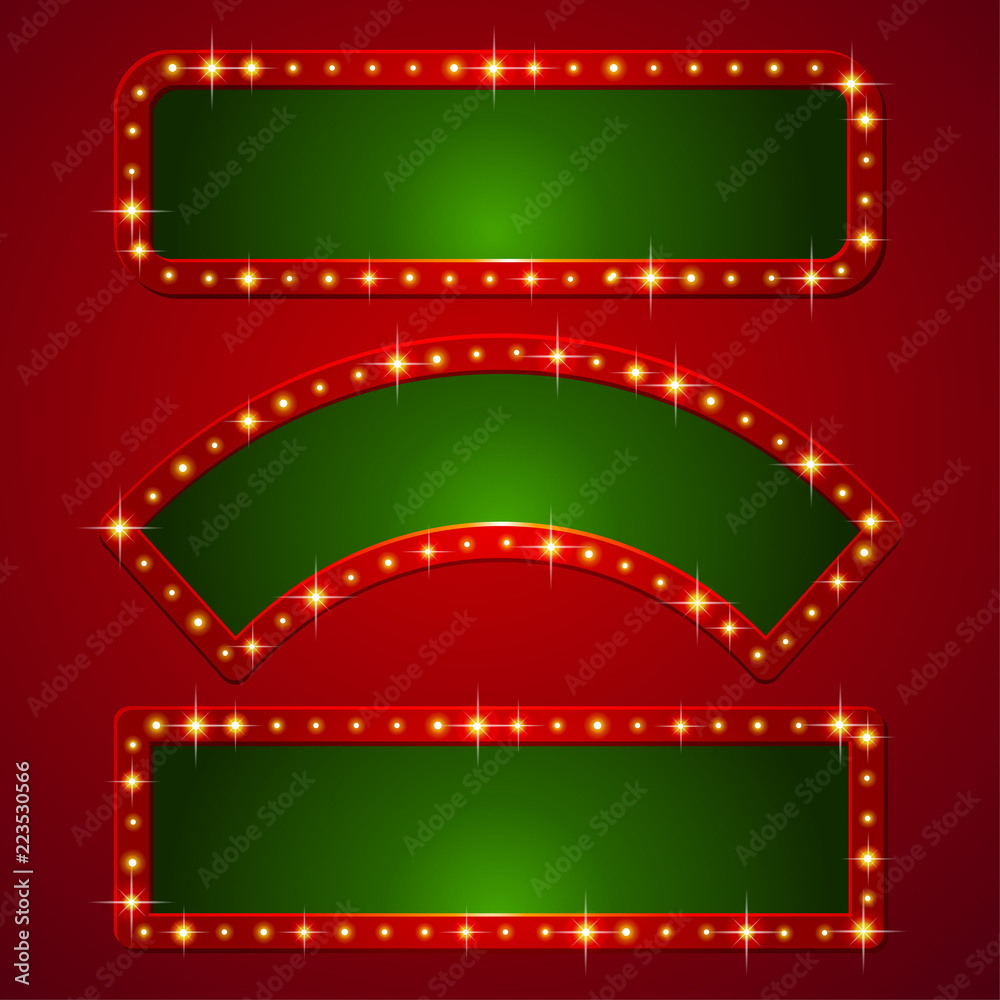 set of banners  with frame of led lights 