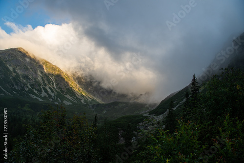 Low clouds and sunshine in the mountains