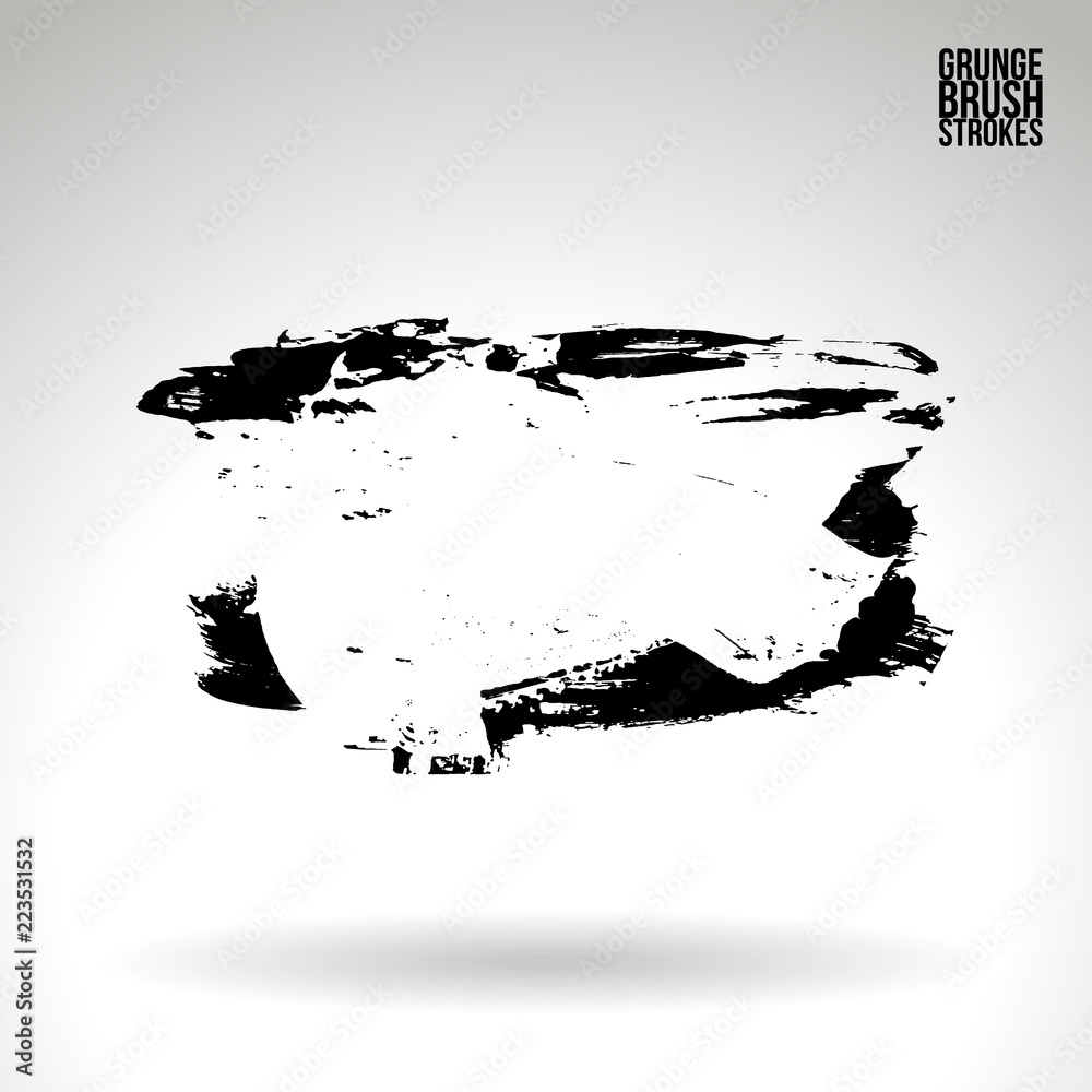 Obraz premium Black brush stroke and texture. Grunge vector abstract hand - painted element. Underline and border design.