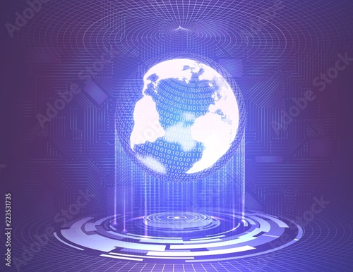 6531419 Glowing earth globe on abstract futuristic background 2