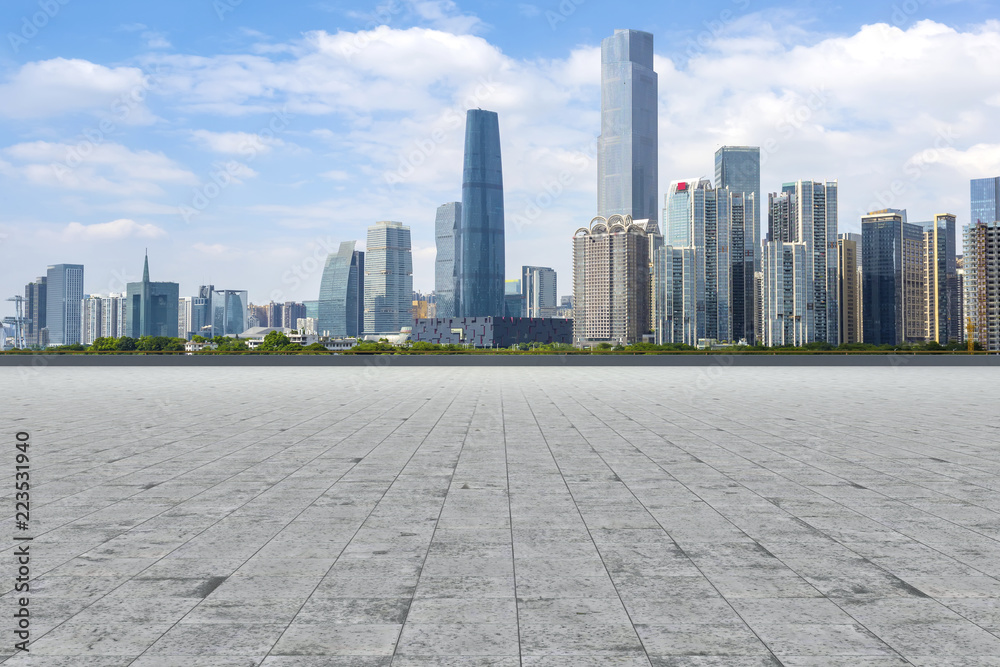 Urban skyscrapers with empty square floor tiles Urban skyscrapers with empty square floor tiles