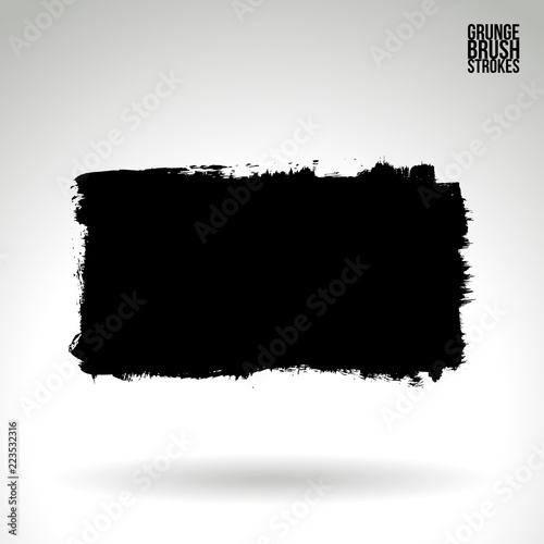 Black brush stroke and texture. Grunge vector abstract hand - painted element. Underline and border design.