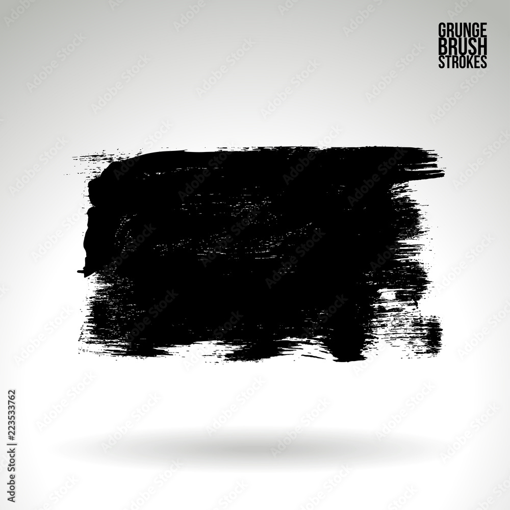 Fototapeta premium Black brush stroke and texture. Grunge vector abstract hand - painted element. Underline and border design.