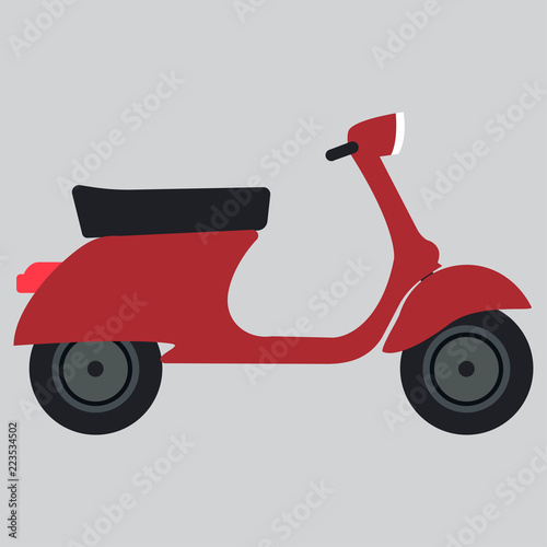 Colorful vector handdrawn paint of italian moped on a lightgray background