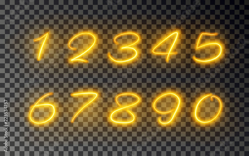 Light number of glow line effect, gold vector. Glowing light fire trace. Glitter magic number effect