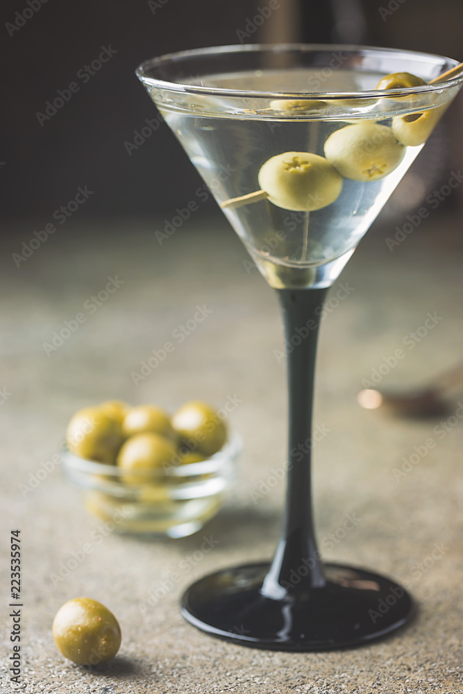 Cocktail martini with olives