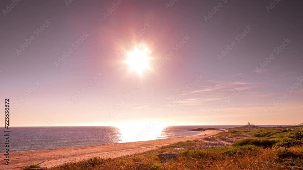timelapse of larino beach on the coast of galicia, spain in the late afternoon, close to sunset timelapse of larino beach on the coast of galicia, spain in the late afternoon, close to sunset