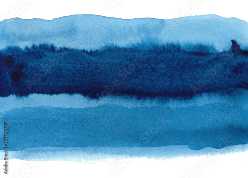Blue abstract watercolor background. Hand painted illustration.