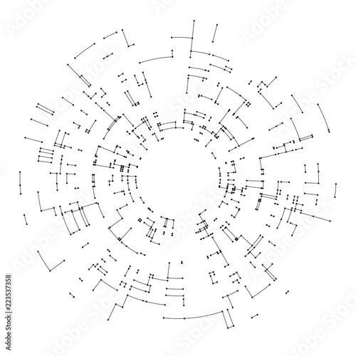 Connecting lines and dots on white background. Abstract network connection design concept. Technology design vector background, digital geometric abstraction with lines and points.