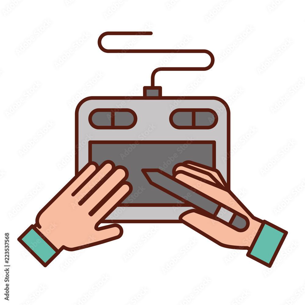graphic designer hands with tablet digital pen graphic designer hands with tablet digital pen