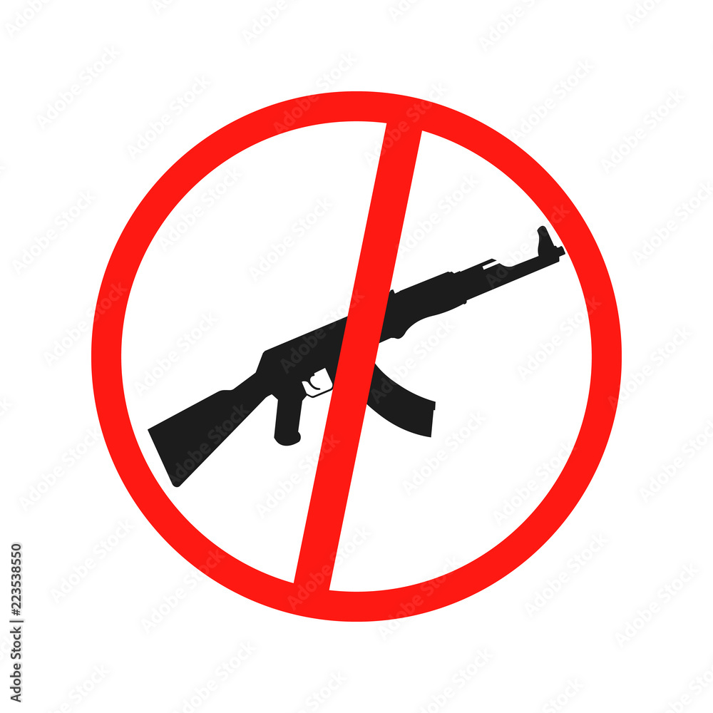 Obraz premium Prohibiting sign for gun. No gun sign. Vector illustration