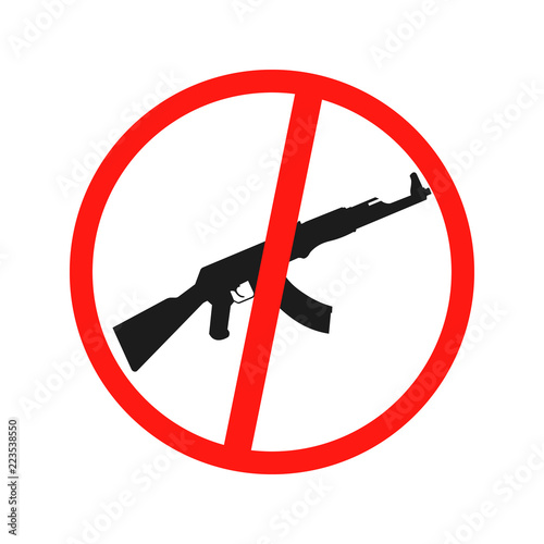 Prohibiting sign for gun. No gun sign. Vector illustration