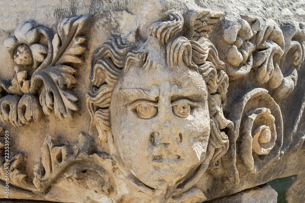 Obraz premium Theatrical mask relief, Myra, Demre Turkey