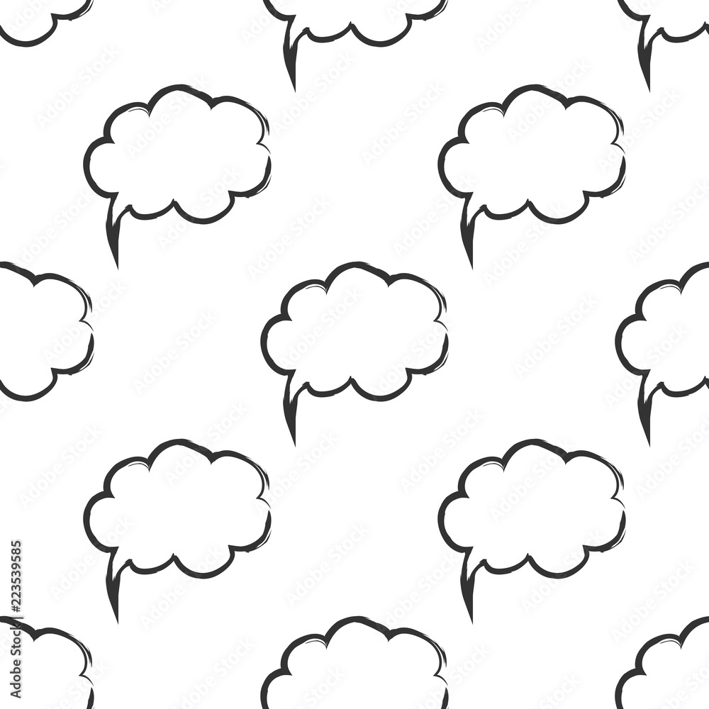 Seamless pattern with speech bubbles Welcome background. Doodle speech bubble pattern. Friendship design for your skin device or website