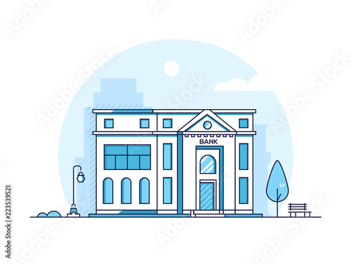 Bank - modern thin line design style vector illustration