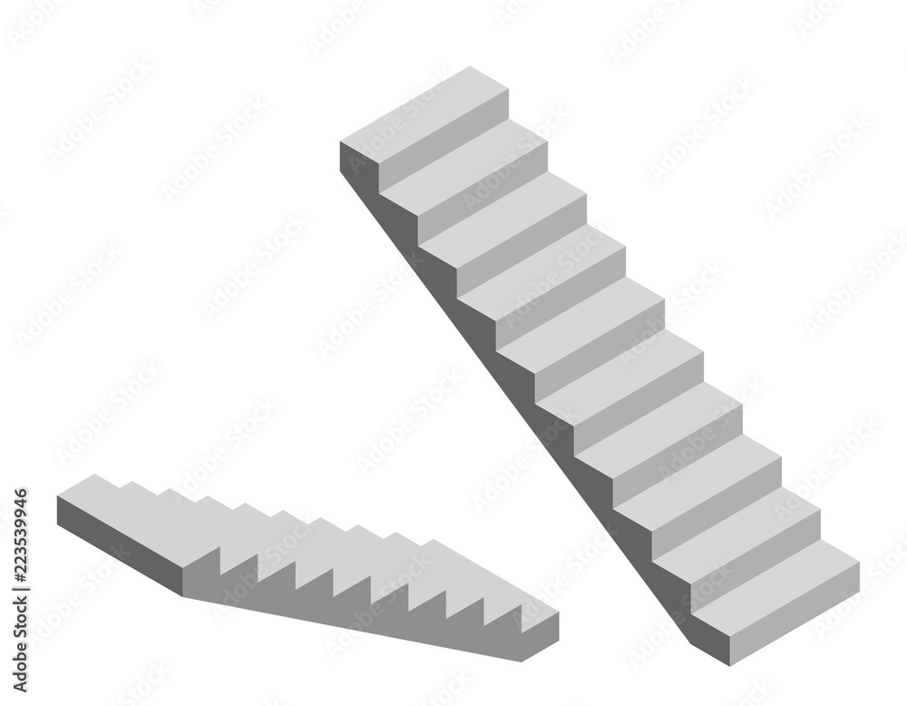 Stairway. Isolated on white background. 3d Vector illustration.