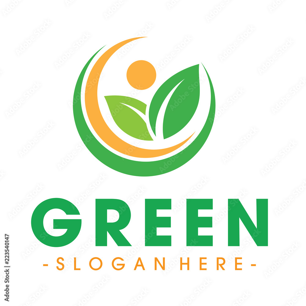 Green Logo, Leaf and Herbal Care Logo Design Inspiration Vector Stock ...