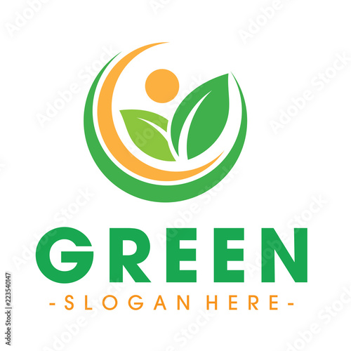 Green Logo, Leaf and Herbal Care Logo Design Inspiration Vector