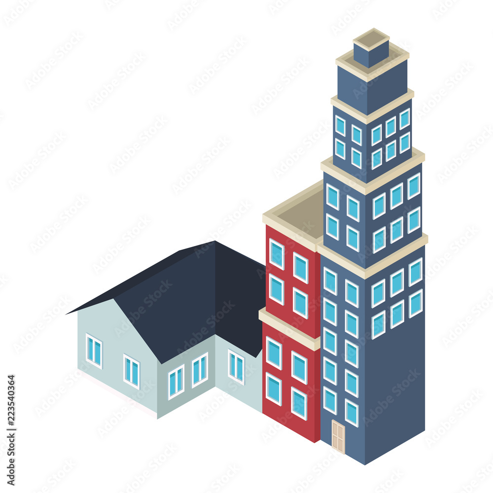 Houses and edifices isometric