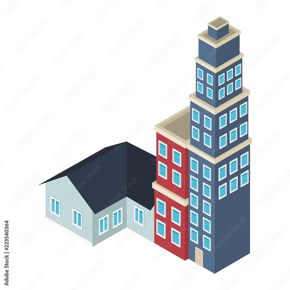 Houses and edifices isometric Houses and edifices isometric