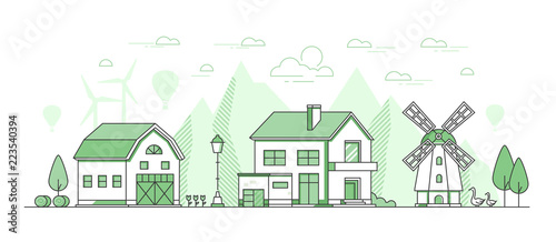 Eco farming - thin line design style vector illustration