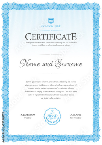 Certificate template. Diploma of modern design or gift certificate.