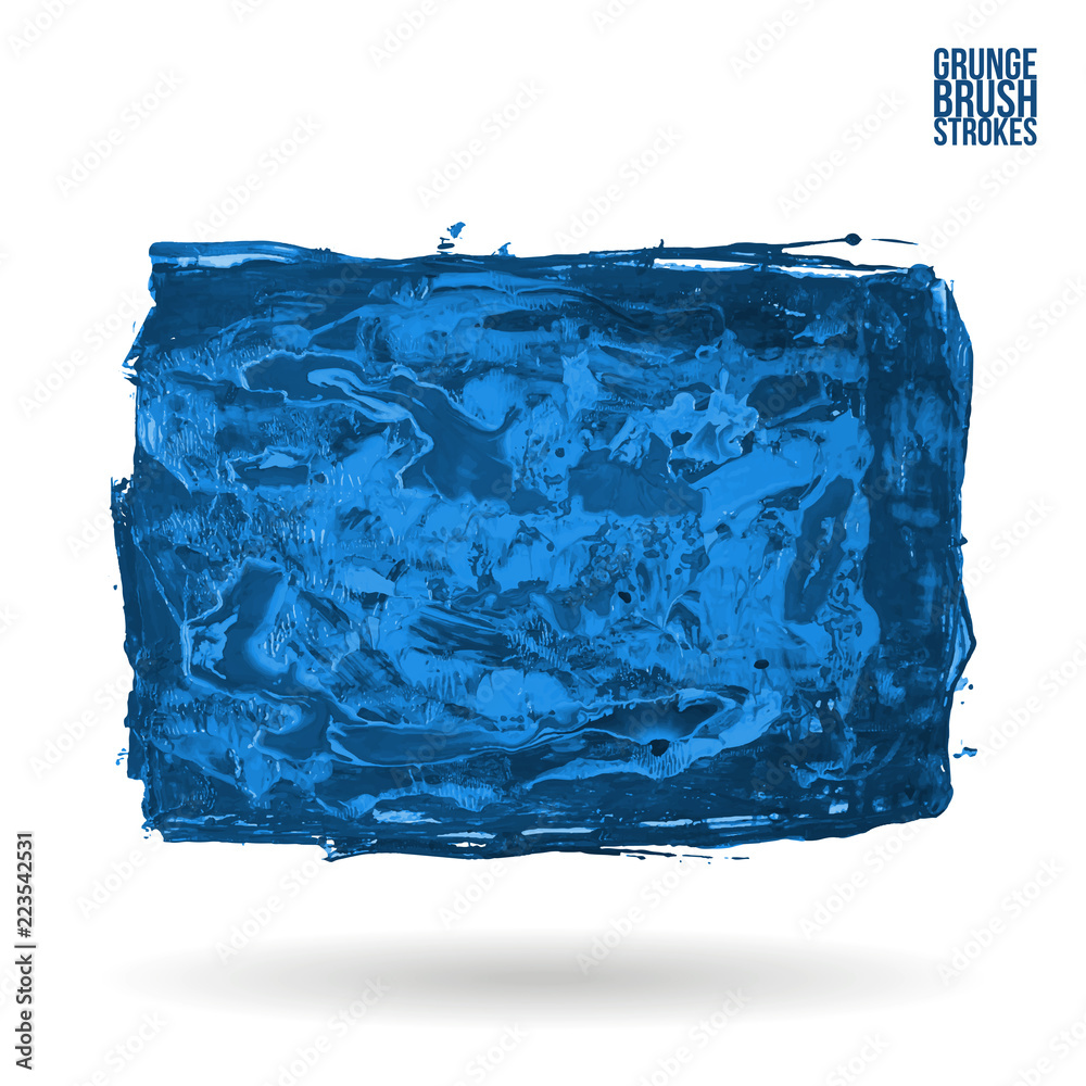 Fototapeta premium Blue brush stroke and texture. Grunge vector abstract hand - painted element. Underline and border design.