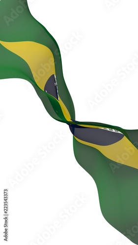 Waving flag of Brazil. Ordem e Progresso. Order and progress. Rio de Janeiro. South America. State symbol. 3D illustration