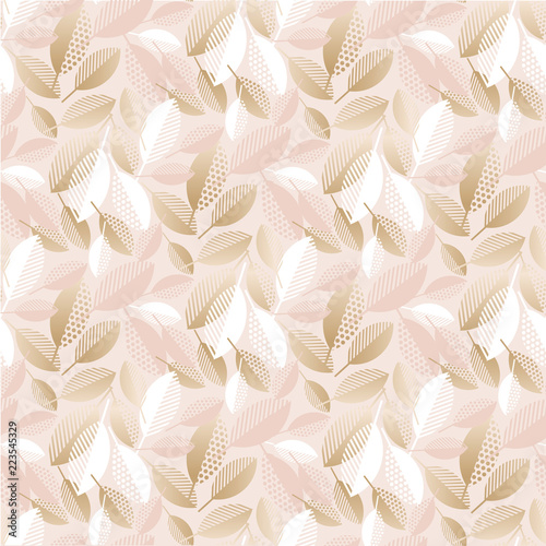 Elegant geometric fall leaves seamless pattern