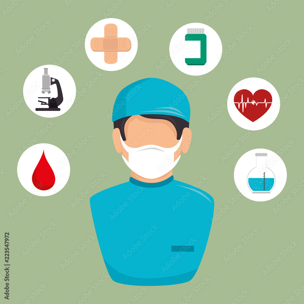 doctor with medical healthcare icons