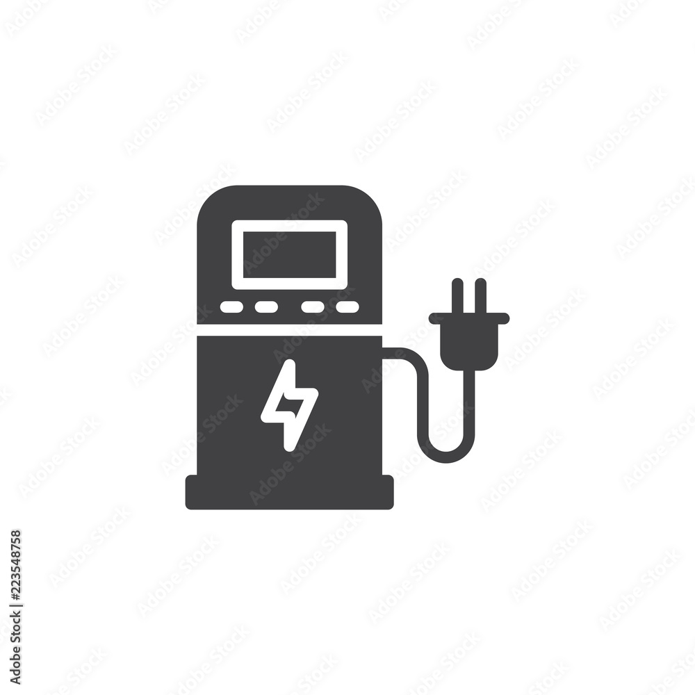 Electric Fuel Pump vector icon. filled flat sign for mobile concept and web design. electric car charging station simple solid icon. Symbol, logo illustration. Pixel perfect vector graphics Electric Fuel Pump vector icon. filled flat sign for mobile concept and web design. electric car charging station simple solid icon. Symbol, logo illustration. Pixel perfect vector graphics