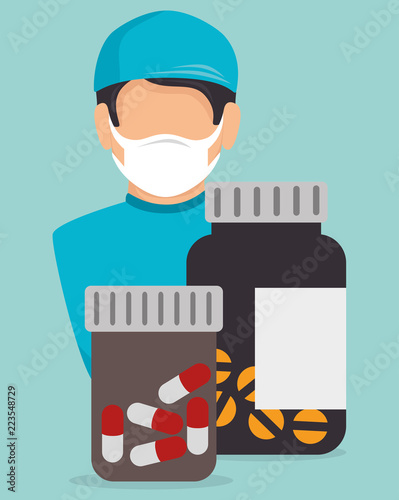 surgeon with medical healthcare icons