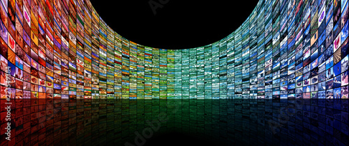 Big multimedia video and image video wall of the TV widescreen