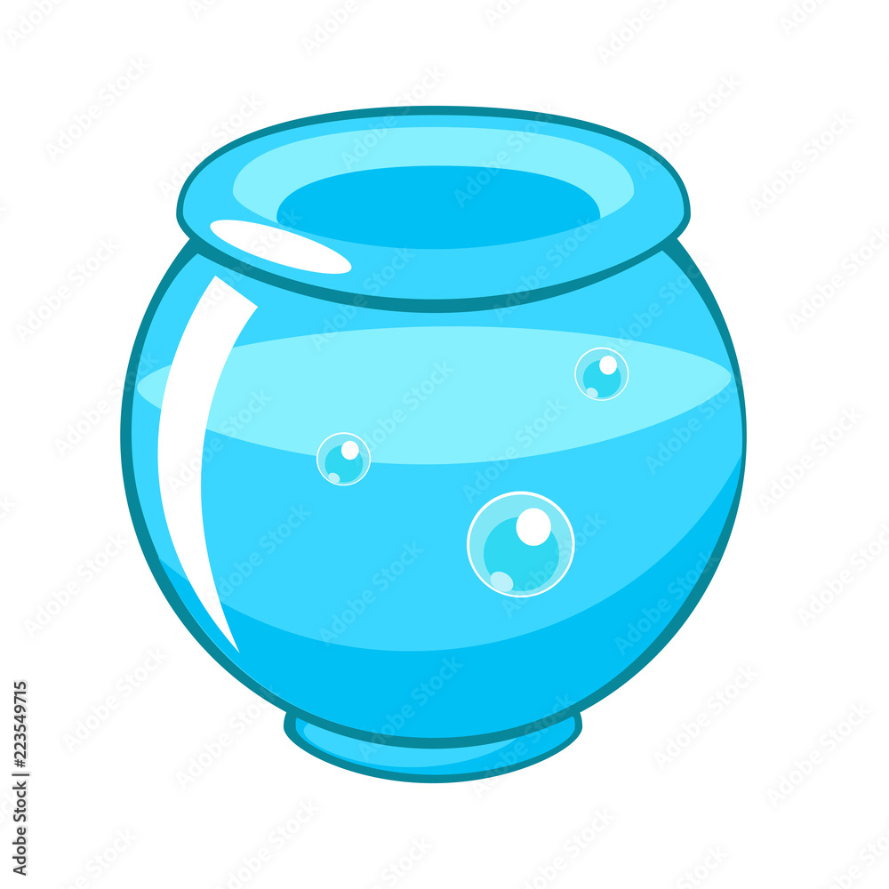 Cartoon vector round empty aquarium with water Cartoon vector round empty aquarium with water