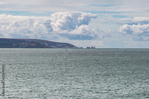 A view of the Isle of Wight and The Needles from a ferry