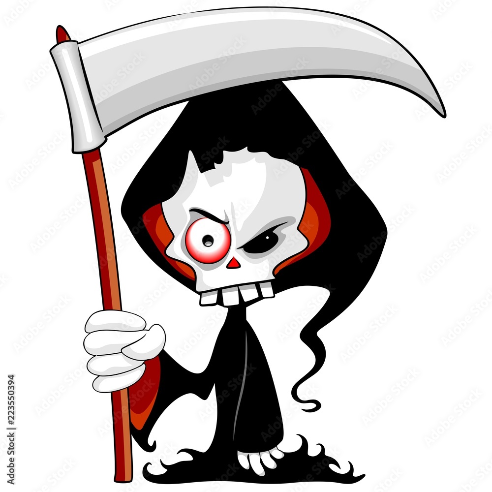 Grim Reaper Creepy Cartoon Character Stock Vector | Adobe Stock