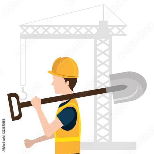 builder character with construction equipment