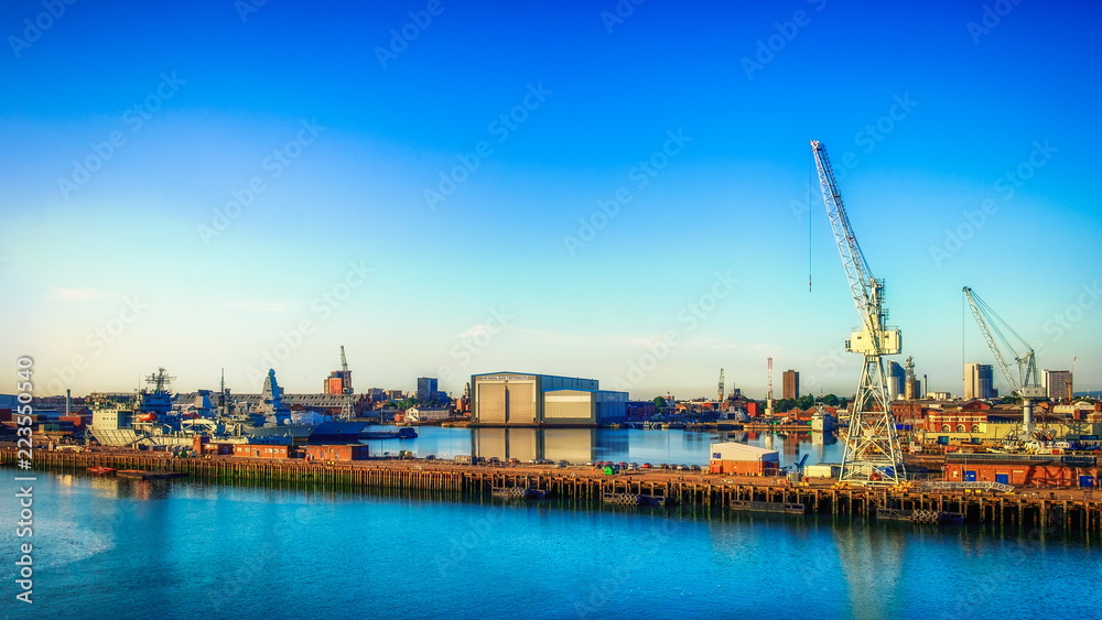 Portsmouth, England, June 2018, Portsmouth port in the late evening