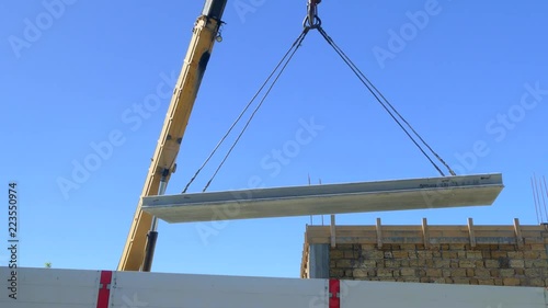 Moving a concrete slab using a truck crane
