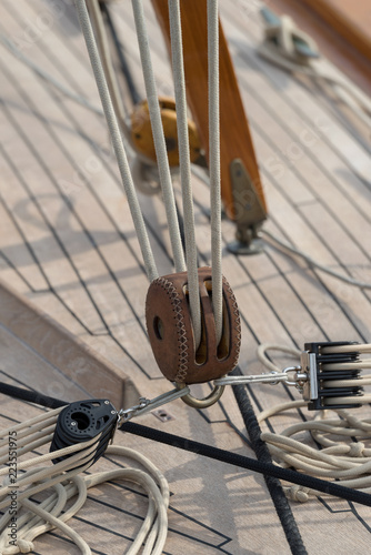 Details of a sailboat in old style