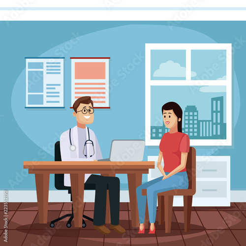 Patient at doctors office cartoon