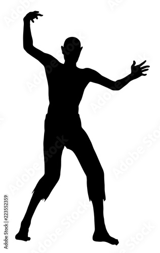 Zombie silhouette isolated on white background