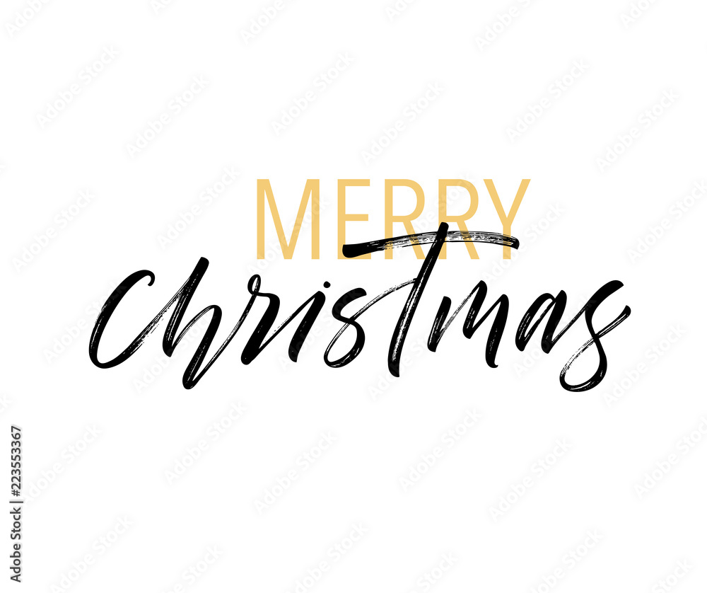 Merry Christmas card. Hand drawn brush style modern calligraphy. Vector illustration of handwritten lettering. Merry Christmas card. Hand drawn brush style modern calligraphy. Vector illustration of handwritten lettering.