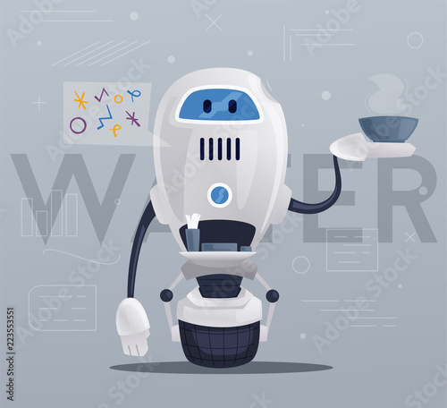 Robot character. Technology, future. Cartoon vector illustration