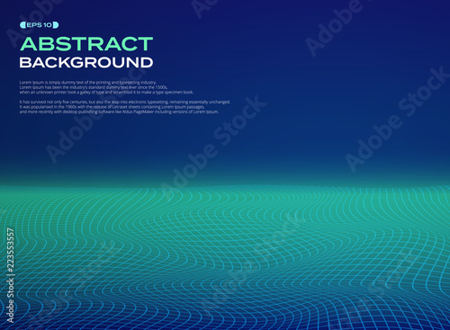 Abstract of glowing stipe line pattern on green blue background.