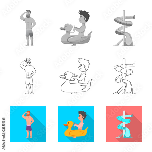 Vector design of pool and swimming icon. Set of pool and activity stock symbol for web.