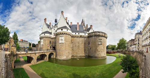 Beautiful panoramic cityscape view of The Château des ducs de Bretagne (Castle of the Dukes of Brittany) a large castle located in the city of Nantes, France photo