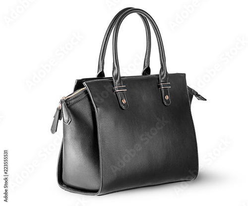 Ladies black leather bag rotated