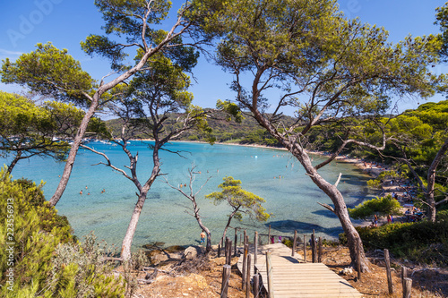 Idyllic beach in Porquerolles, the island in Southern France.